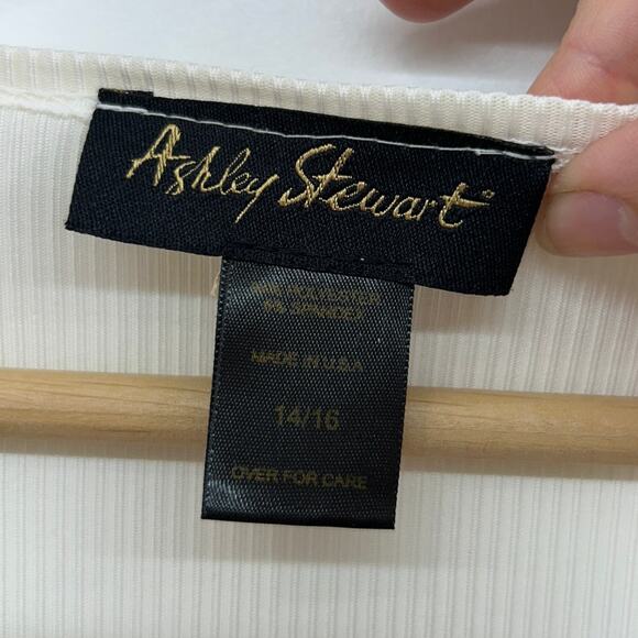 Vintage Y2K 2000s Ashley Stewart Off White Flare Long Sleeve Top Plus Size 14/16 - Picture 7 of 7